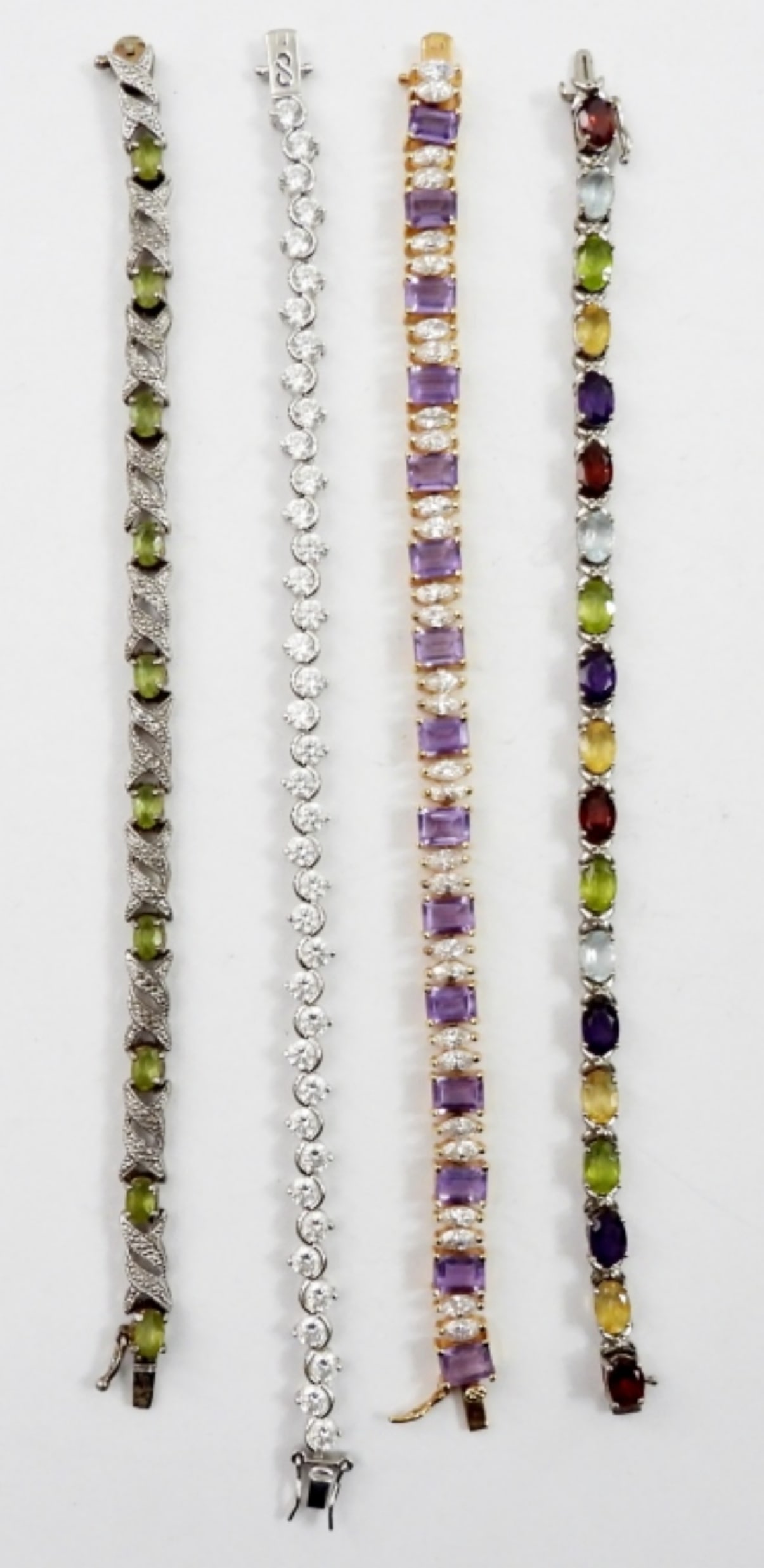 (4) STERLING TENNIS BRACELETS w/GEMS (1 of 2)