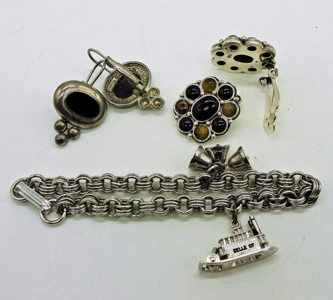 STERLING CHARM BRACELET AND EARRINGS (1 of 3)