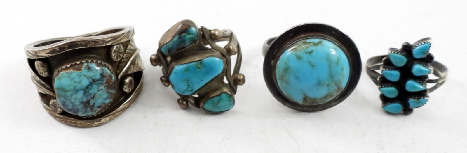 (4) VINTAGE TURQUOISE STERLING RINGS (1 of 2)