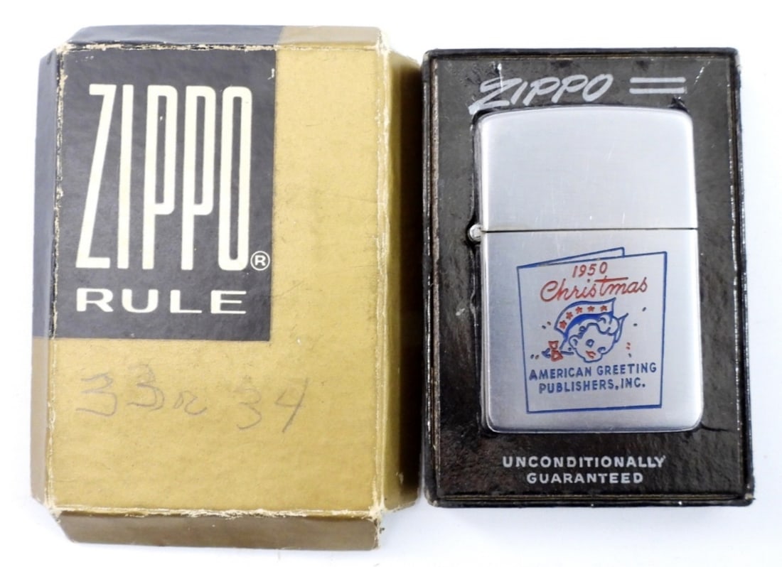 1950 ZIPPO CHRISTMAS AM GREETING PUB.: ORIGINAL BOX / LIGHTLY USED