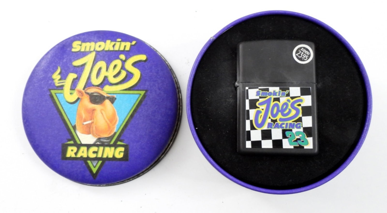 1994 SEALED SMOKIN JOE RACING ZIPPO w/TIN: 1994 SEALED BLACK SMOKIN JOE RACING ZIPPO IN TIN & BOX