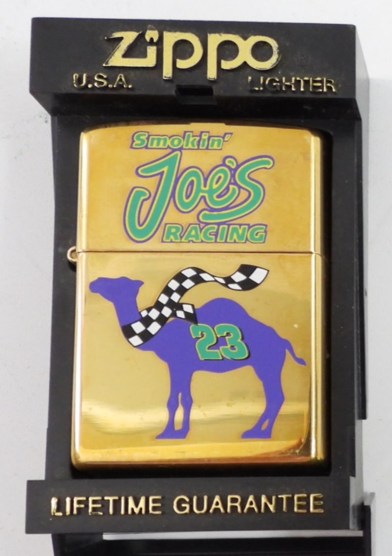 1997 SEALED SMOKIN JOE RACING ZIPPO: 1997 SEALED SMOKIN JOE RACING BRASS ZIPPO IN CASE