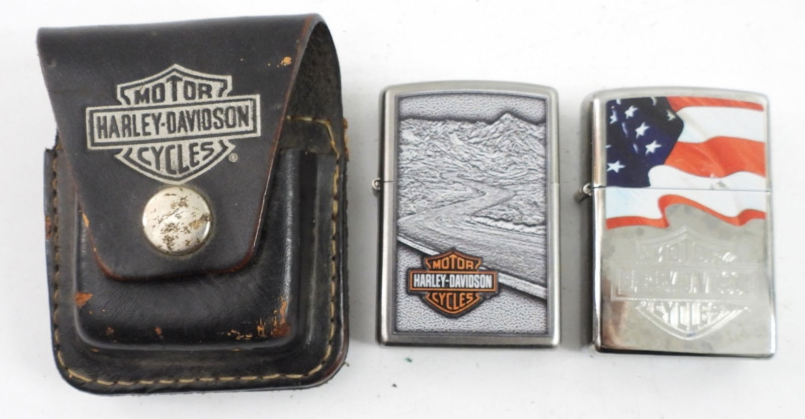(2) HARLEY-DAVIDSON ZIPPO LIGHTERS: SEALED - BOTH 2020 with VTG HARLEY BELT LIGHTER CASE!