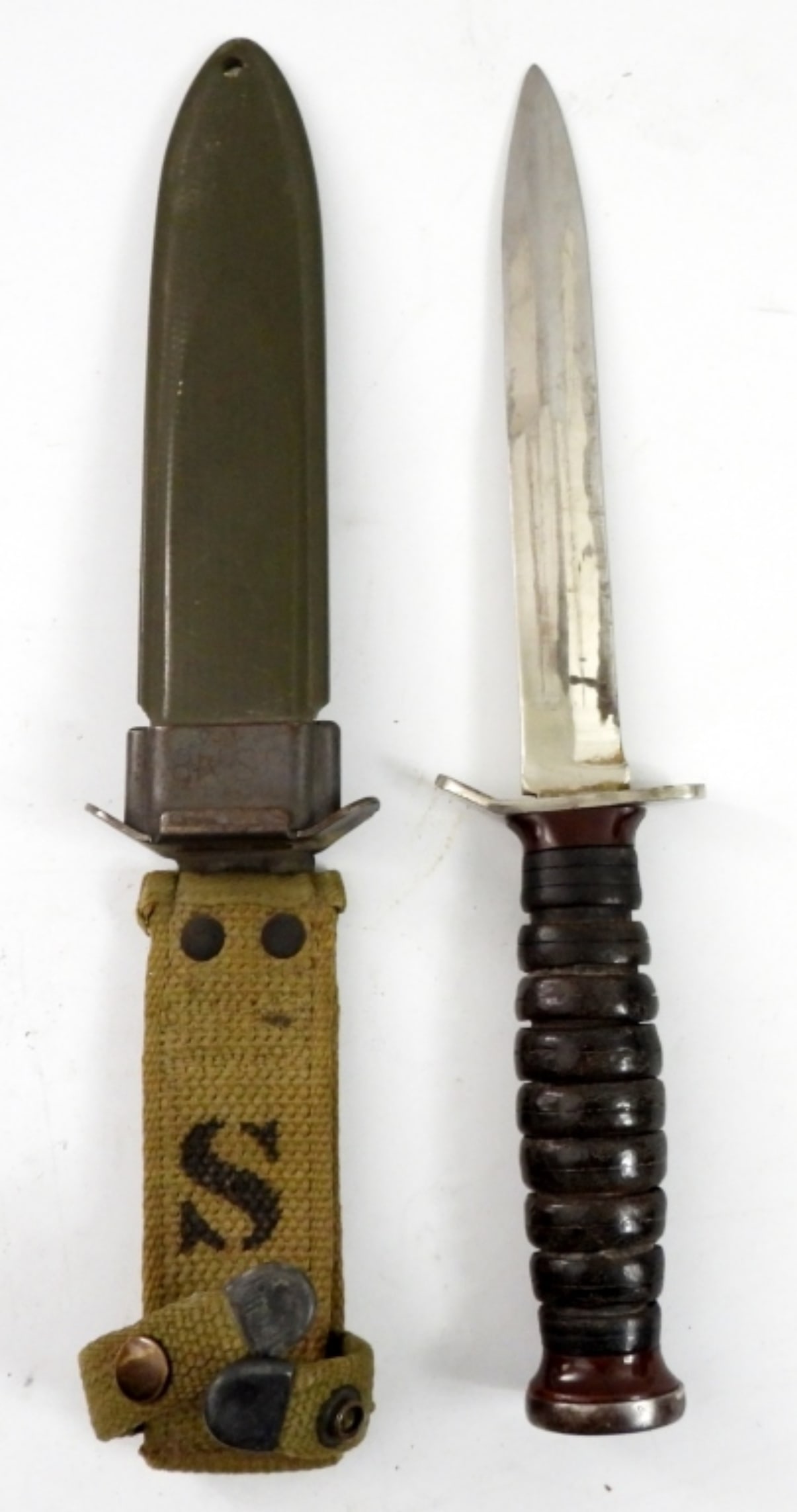 WWII UTICA M3 FIGHTING KNIFE M8 SCABBARD (1 of 2)