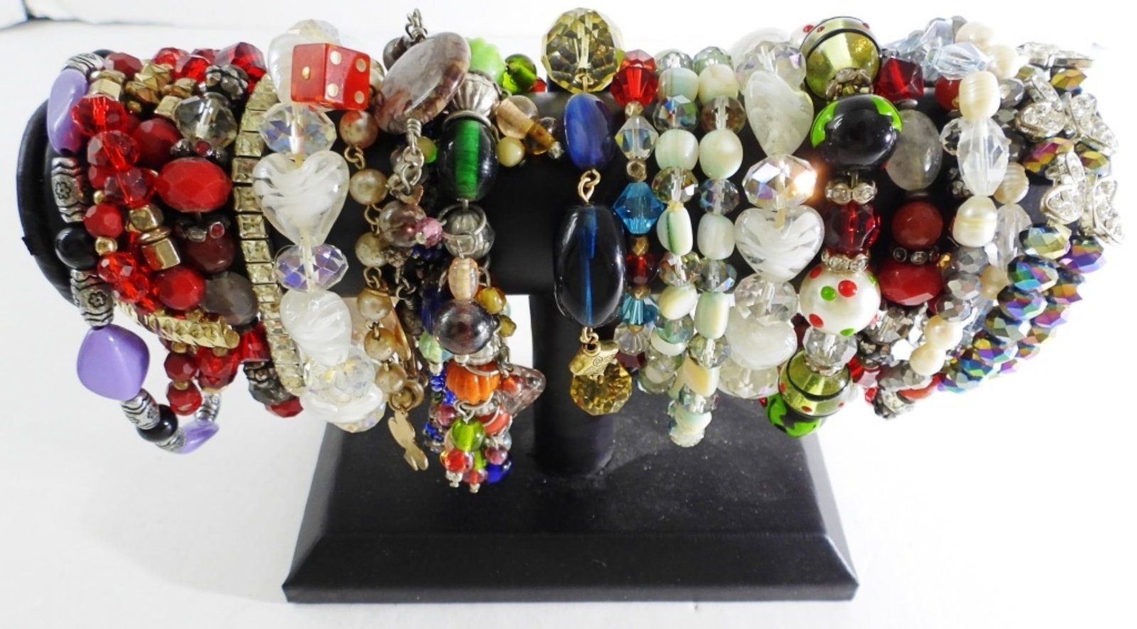 (20) BEADED STRETCHY BRACELETS: TWENTY BEADED STRETCHY BRACELETS. ALL COLORS.