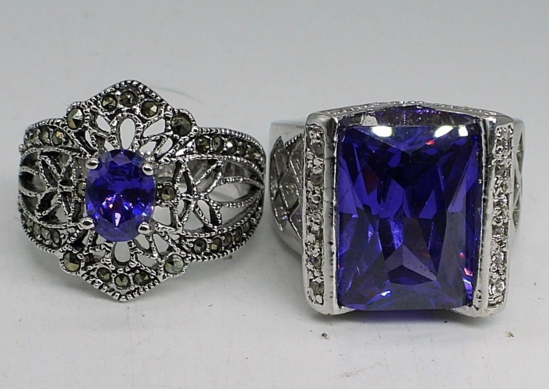 (2) PURPLE GEMSTONE RINGS (1 of 2)