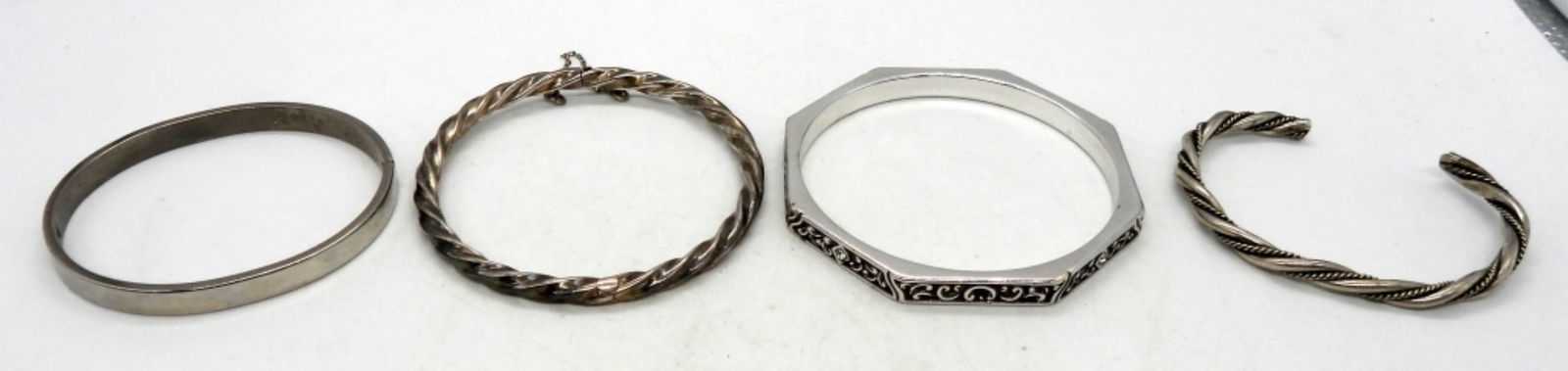 (4) DIFFERENT SILVER TONE CUFFS/BANGLES (1 of 2)