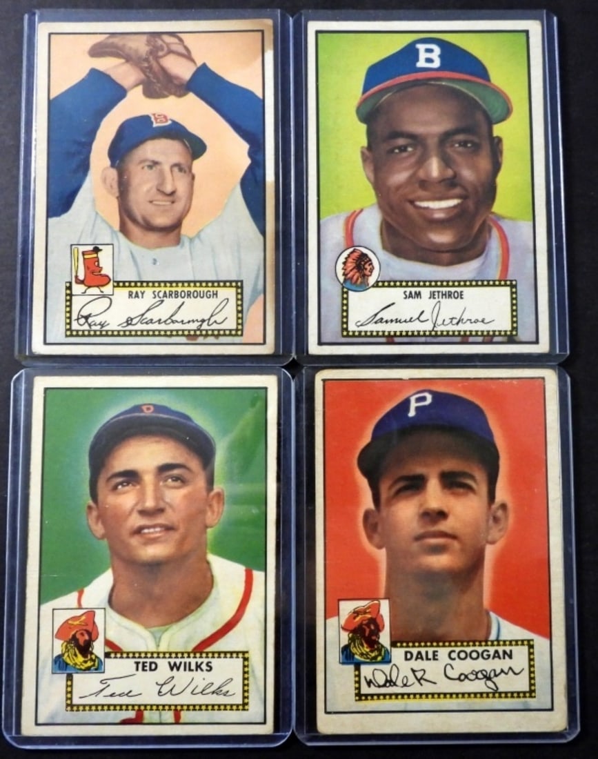 4 TOPPS 1952 BASEBALL CARDS (1 of 2)