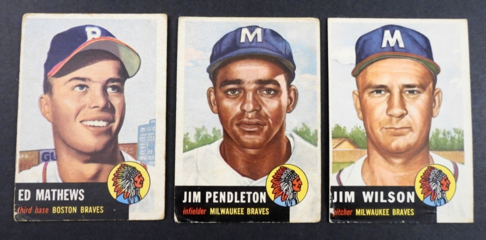 (3) TOPPS  1953  BRAVES,ED MATTHEWS & MORE (1 of 2)