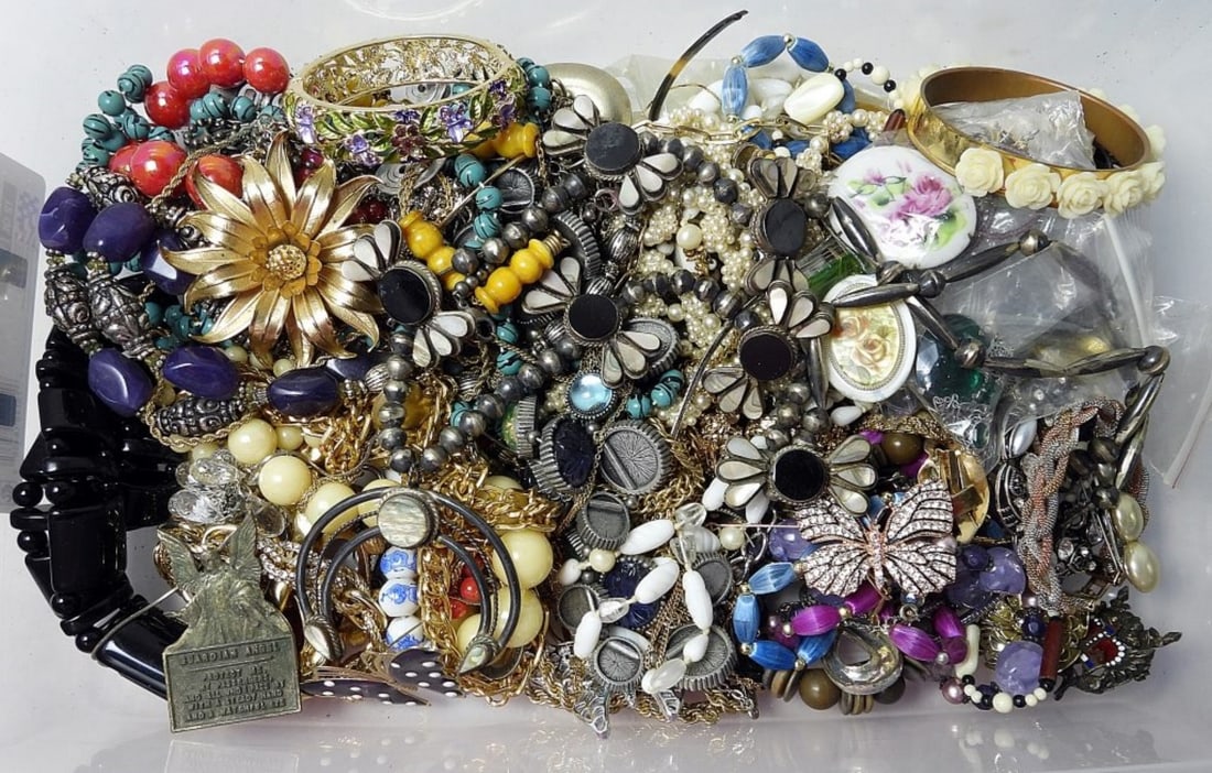 10 FASHION JEWELRY TREASURE LOT - L@@K!: Completely UNSEARCHED and loaded with Name Brand Fashion Jewelry - Trifari, Monet, Coro, Napier, and More - Each lot is bagged individually from this EMENSE Fashion Jewelry Consignment. It is being so
