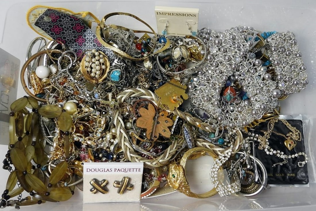 20 FASHION JEWELRY TREASURE LOT - L@@K!: Completely UNSEARCHED and loaded with Name Brand Fashion Jewelry - Trifari, Monet, Coro, Napier, and More - Each lot is bagged individually from this EMENSE Fashion Jewelry Consignment. It is being so