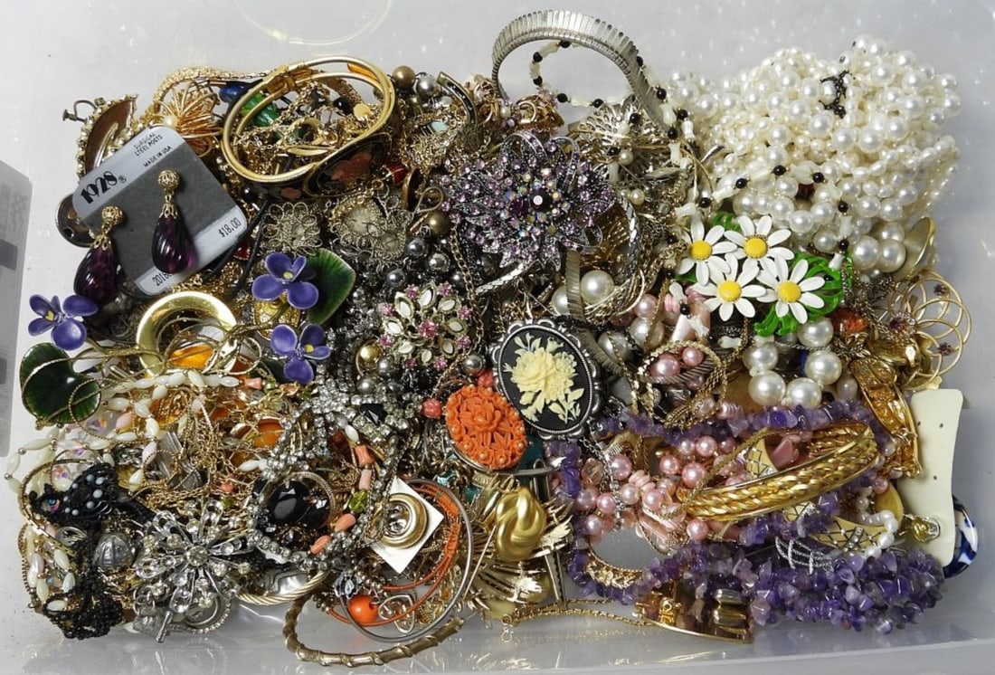 38 FASHION JEWELRY TREASURE LOT - L@@K!: Completely UNSEARCHED and loaded with Name Brand Fashion Jewelry - Trifari, Monet, Coro, Napier, and More - Each lot is bagged individually from this EMENSE Fashion Jewelry Consignment. It is being so