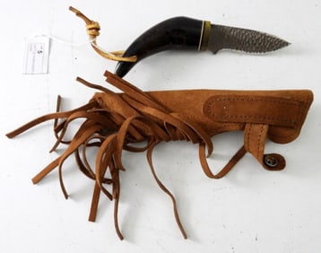 CATTLE HORN KNIFE w/SHEATH