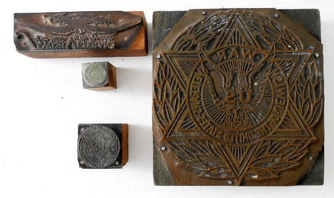 (4) 1955 JEWISH WAR VET PRINTING PRESS BLOCKS