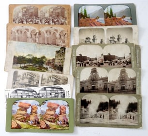 14 VINTAGE BLACK& WHITE STEREOVIEW CARDS