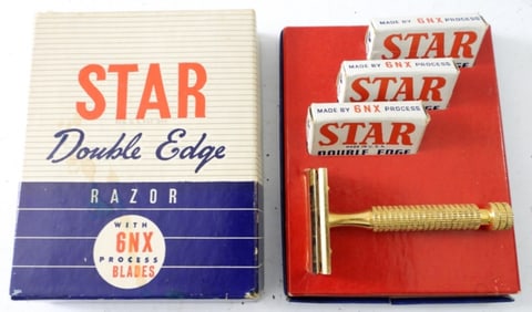 STAR BRAND GOLD TONE RAZOR W/ CASE & MORE