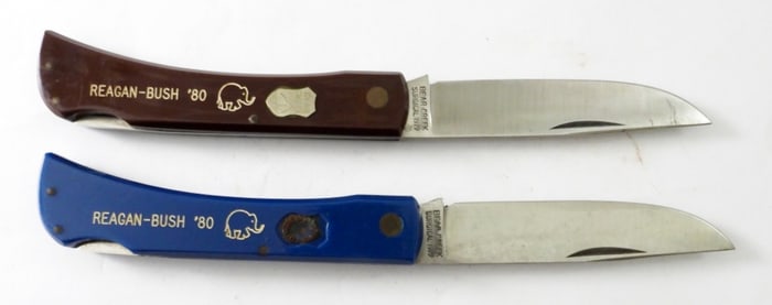 (2) '80 REAGAN-BUSH CAMPAIGN KNIVES