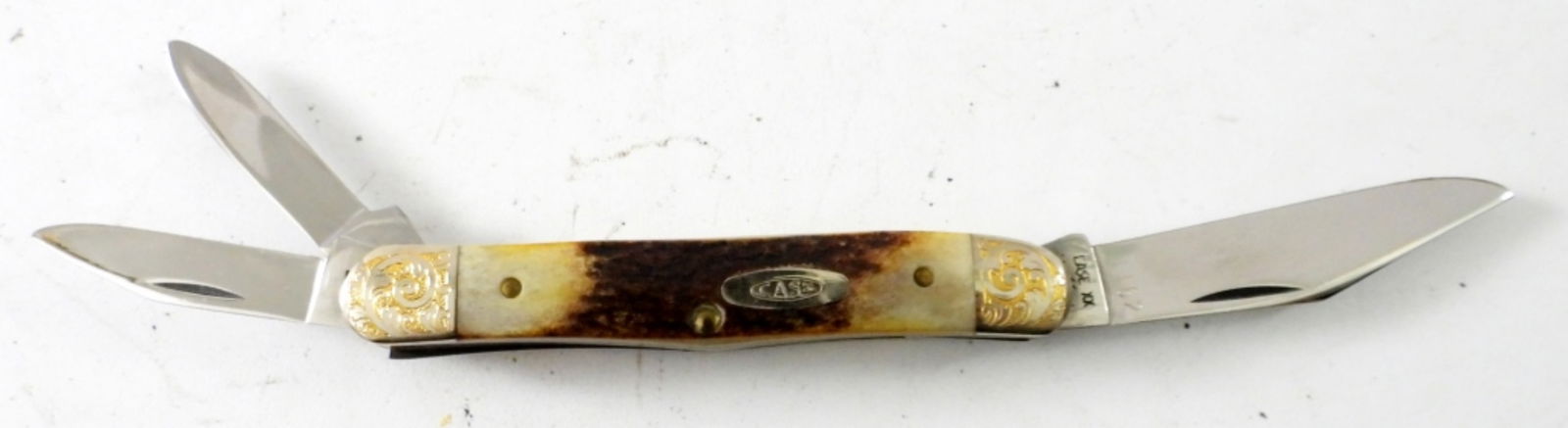 1980-89 CASE XX 5308 SS WHITLER KNIFE: 7 DOT - AMBER BONE HANDLE with SCROLLED BOLSTERS - NEW OLD STOCK