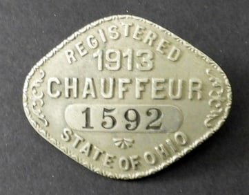 VINTAGE 1913 STATE OF OHIO CHAUFFEUR PIN