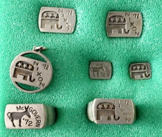 NIXON & McGOVERN POLITICAL JEWELRY SET