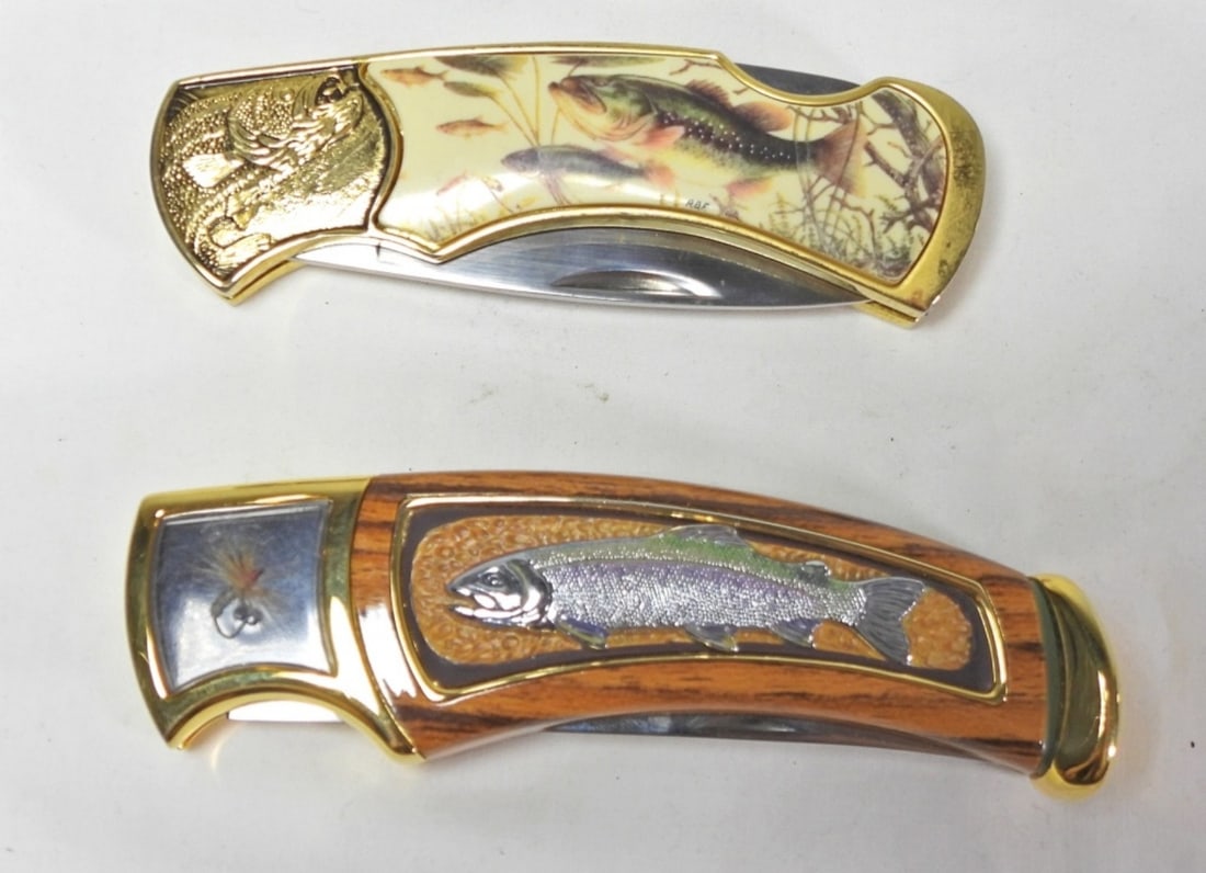 (2) FRANKLIN MINT FISH THEME KNIVES: BOTH NICE CONDITION