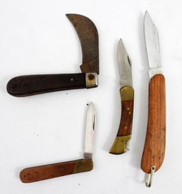 (4) WOOD HANDLE VINTAGE KNIVES