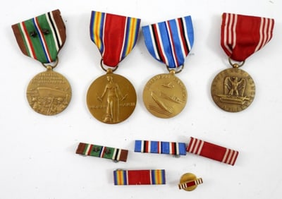 (4) MILITARY MEDALS with BARS