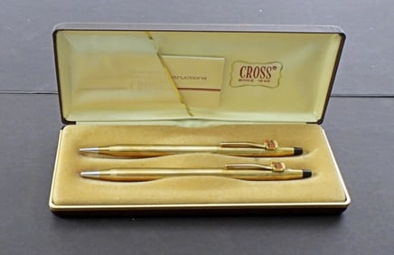 (2) Cross Gold Set W/Cadillac Emblem