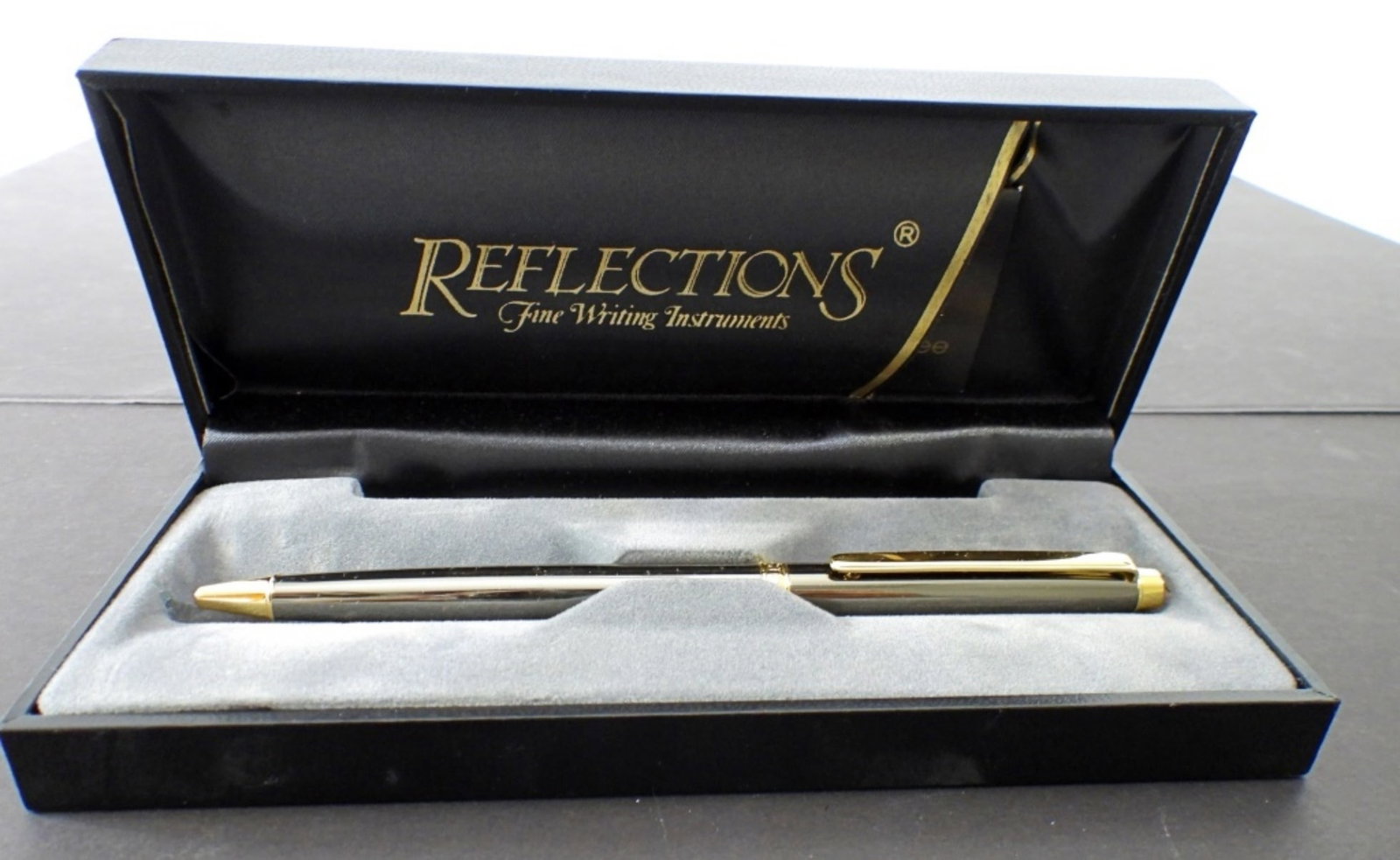 (1) Reflections Professional Ball Point Pen: Vintage, Gray Gold Trim, Untested, Nice Condition, Comes with case