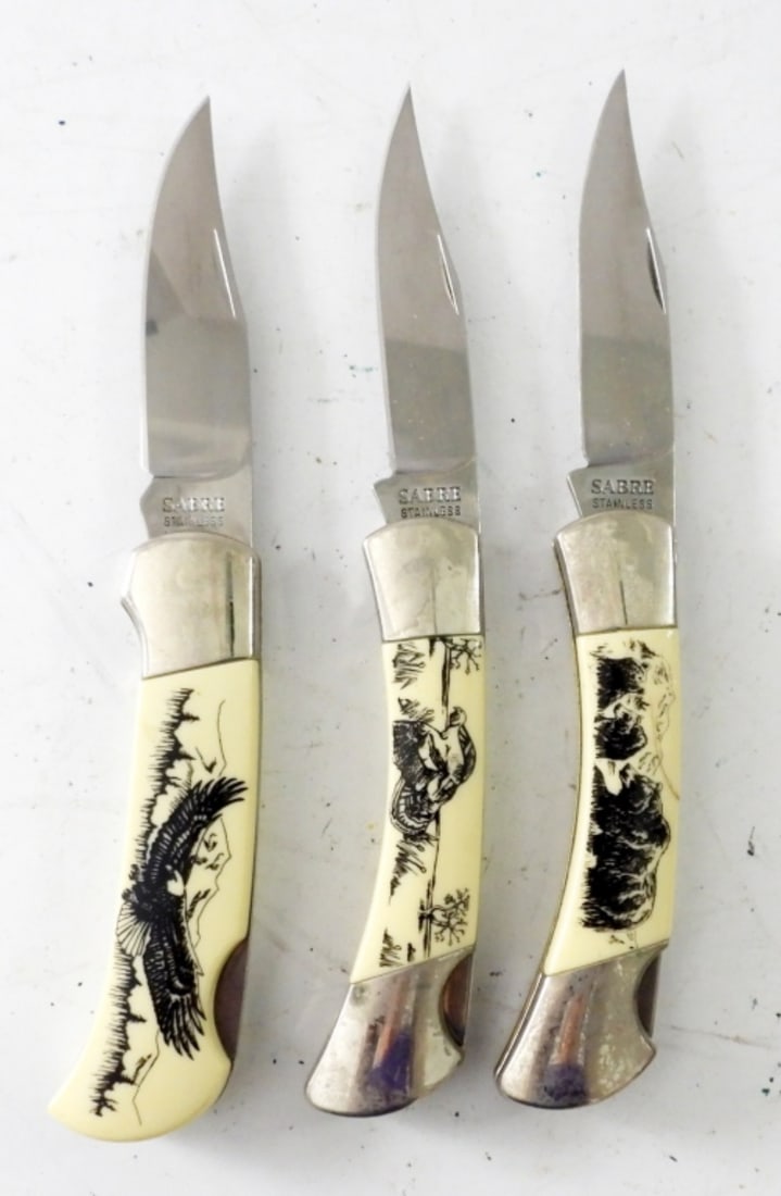 (3) WILDLIFE SERIES SABRE LOCK BACK KNIVES (1 of 3)