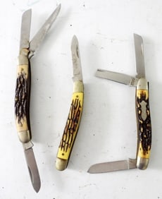 (3) SCHRADE+USA UNCLE HENRY POCKET KNIVES