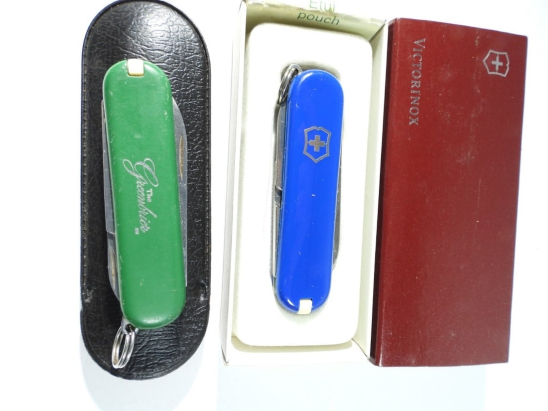 (2) Victorinox Style Multi-Tool Knives: Swiss Army, In Cases, Good Condition