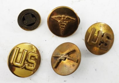 (5) VINTAGE U.S.MILITARY COLLAR LAPEL PINS