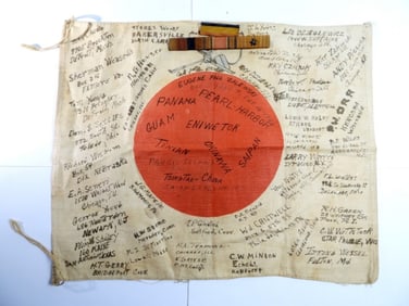 JAPAN FLAG w/U.S. BATTALION SIGNED