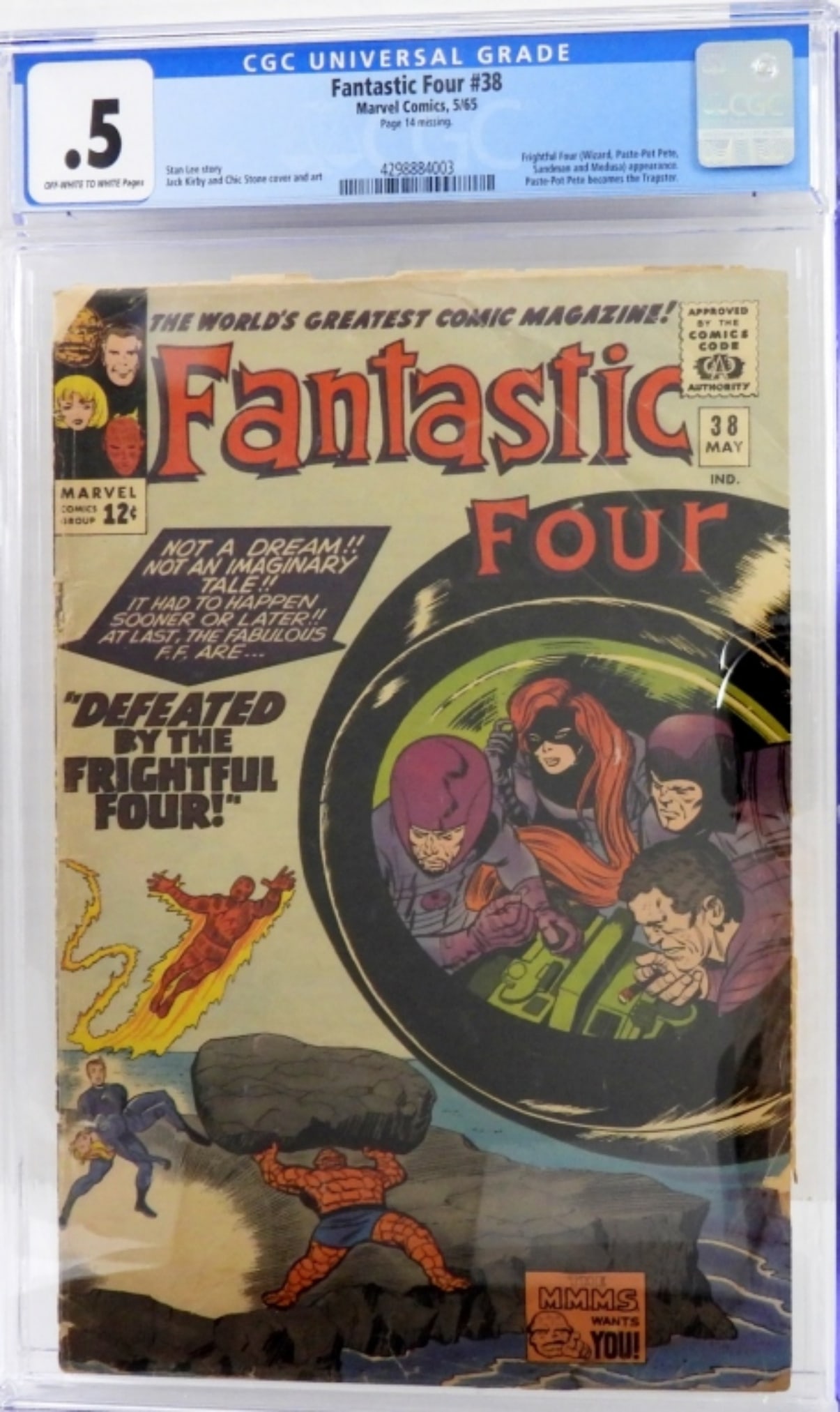 FANTASTIC FOUR #38 MARVEL 5/65 CGC .5 (1 of 2)