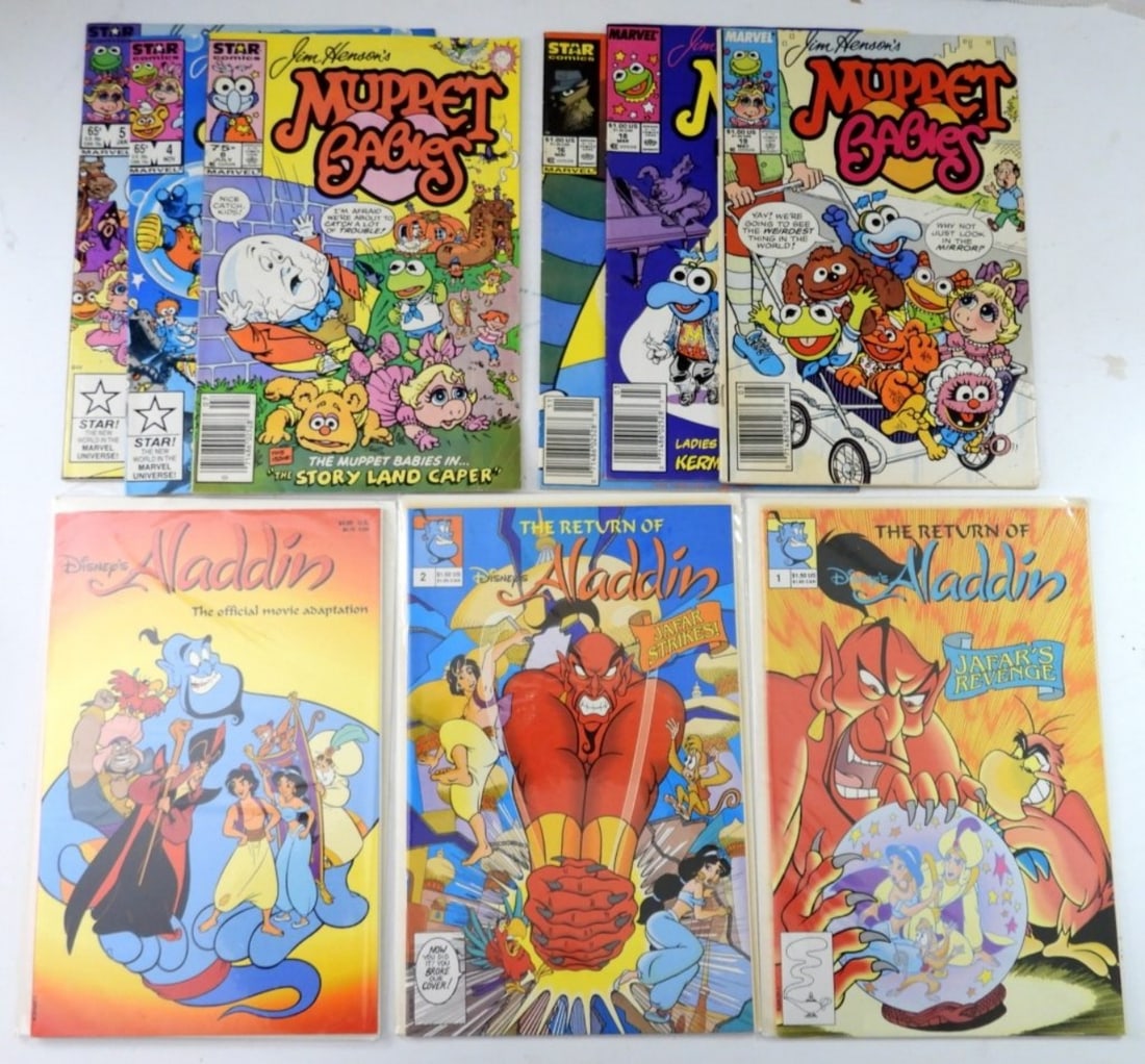 MUPPET BABIES & ALADDIN COMIC LOT: (6) MARVEL MUPPET BABIES & (3) DISNEY ALADDIN