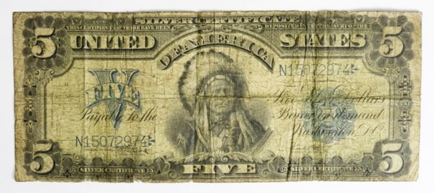 1899 $5 SILVER CERTIFICATE INDIAN CHIEF