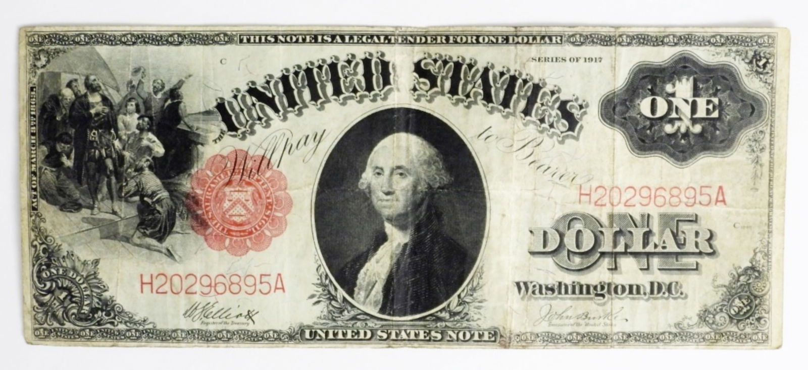 1917 $1 LEGAL TENDER US NOTE,CIRCULATED (1 of 2)