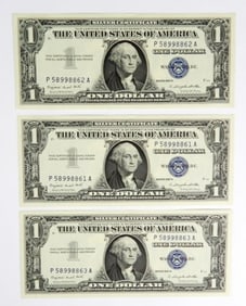 (3)1957-A $1 SILVER CERTIFICATE CONSECUTIVE#S
