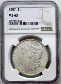 1887 MORGAN DOLLAR, NGC MS-63