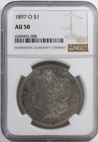 1897-O MORGAN DOLLAR NGC AU50
