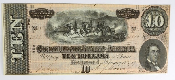 1864 $10 CONFEDERATE  STATES  OF AMERICA