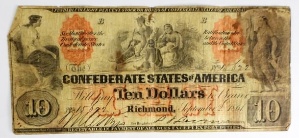 SEP 2ND,1861 #10 CONFED STATES  OF AMERICA