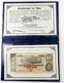 1864 UNCIRCULATED $ 10 CSA WITH COA
