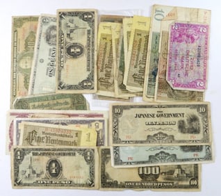 25 pc FOREIGN CURRENCY / PAPER MONEY