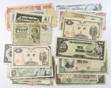 25 pc FOREIGN CURRENCY / PAPER MONEY