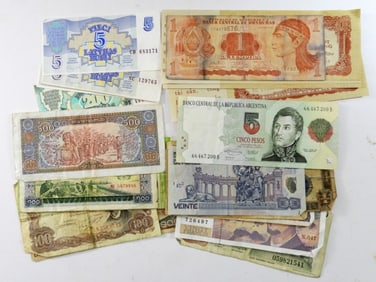 25 pc FOREIGN CURRENCY / PAPER MONEY