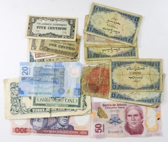 25 pc FOREIGN CURRENCY / PAPER MONEY