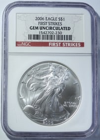 2006 AMERICAN SILVER EAGLE NGC GEM UNC