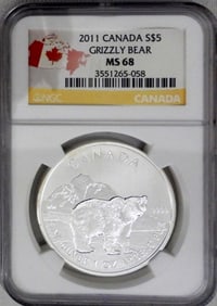 2011 GRIZZLY BEAR 1oz CANADA NGC MS68